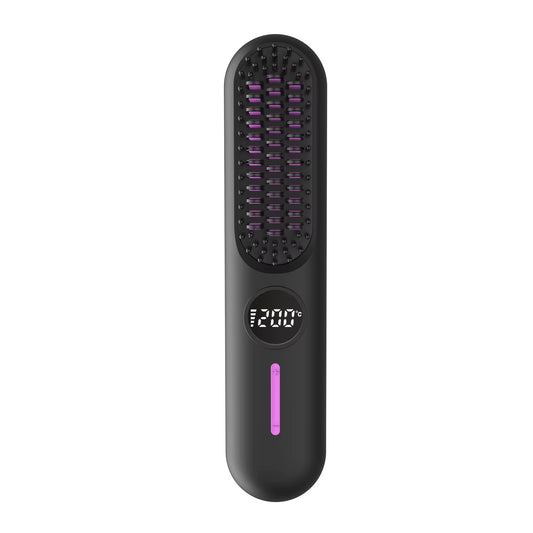 S01 Rechargeable Waterproof Mini Portable Electric Hair Straightening Brush Comb Flat Iron Stainless Steel Teeth Plastic For
